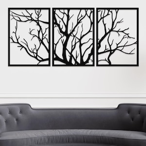 Set of 3 Tree Metal Wall Art, Outdoor Garden and Decor, Outdoor Metal Wall Art, Garden Decor, Wall Decor Over the Bed, Wall Art Living Room