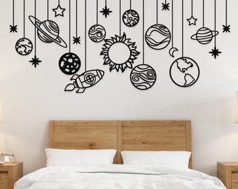 Metal Solar System Wall Art: Galaxy Space Decor