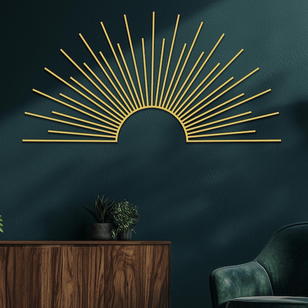 Arte de pared de metal con sol bohemio: decoración para el hogar y la habitación, decoración de pared de metal de gran tamaño, arte de pared de metal para exteriores