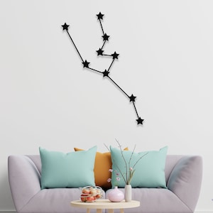 Sztuka ścienna z metalu Taurus, Taurus, prezenty Taurus, zodiak, sztuka zodiaku, horoskop, astrologia, sztuka ścienna, dekoracja ścienna, dekoracja pokoju, konstelacja, prezent