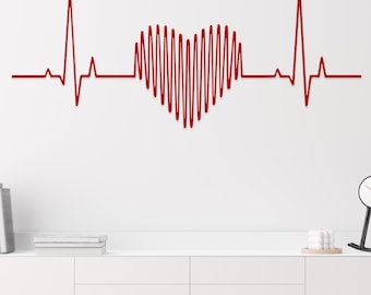 Herzschlag Metal Wandkunst: Line Art Wanddekor