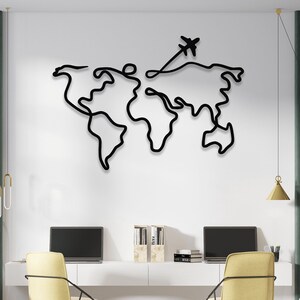 Wereldkaart zeer fijne tekeningen, metalen wanddecor, kunst aan de muur, muurdecor, kantoorkunst, kunst aan de muur woonkamer, kantoordecor, Kerstmis, kamerdecor, zeer fijne tekeningen