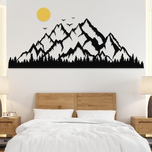 Mountain and Sun Metal Wall Decor, Mountain, Mountain Art, Metal Wall Art Mountain, Sun, Wall Art, Wall Decor, Forest Art, Forest Decor