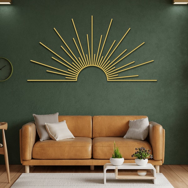 Decoración de pared metálica con forma de sol, Sol, Arte solar, Decoración solar, Amanecer, Arte del amanecer, Decoración playera, Arte de pared, Decoración de pared, Decoración de habitación, Decoración del hogar, Regalo para el hogar