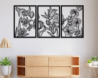 Set of 3 Flower Metal Wall Art, Flower Wall Art, Flower Art, Flower, Spring Decor, Spring Art, Spring Wall Art, Spring, Wall Art, Wall Decor