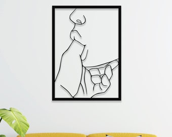 Lips Metal Line Art, Aesthetic Room Decor Line Art, Bathroom Line Art Naked, Line Art Woman, Bedroom Wall Art, Outdoor Garden and Decor