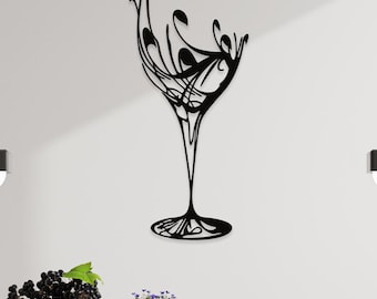 Wine Glass Metal Wall Decor, Wine, Wine Art, Wine Decor, Wine Sign, Wine Bar Sign, Wine Gifts, Bar Art, Bar Decor, Bar Cart Art, Wall Art