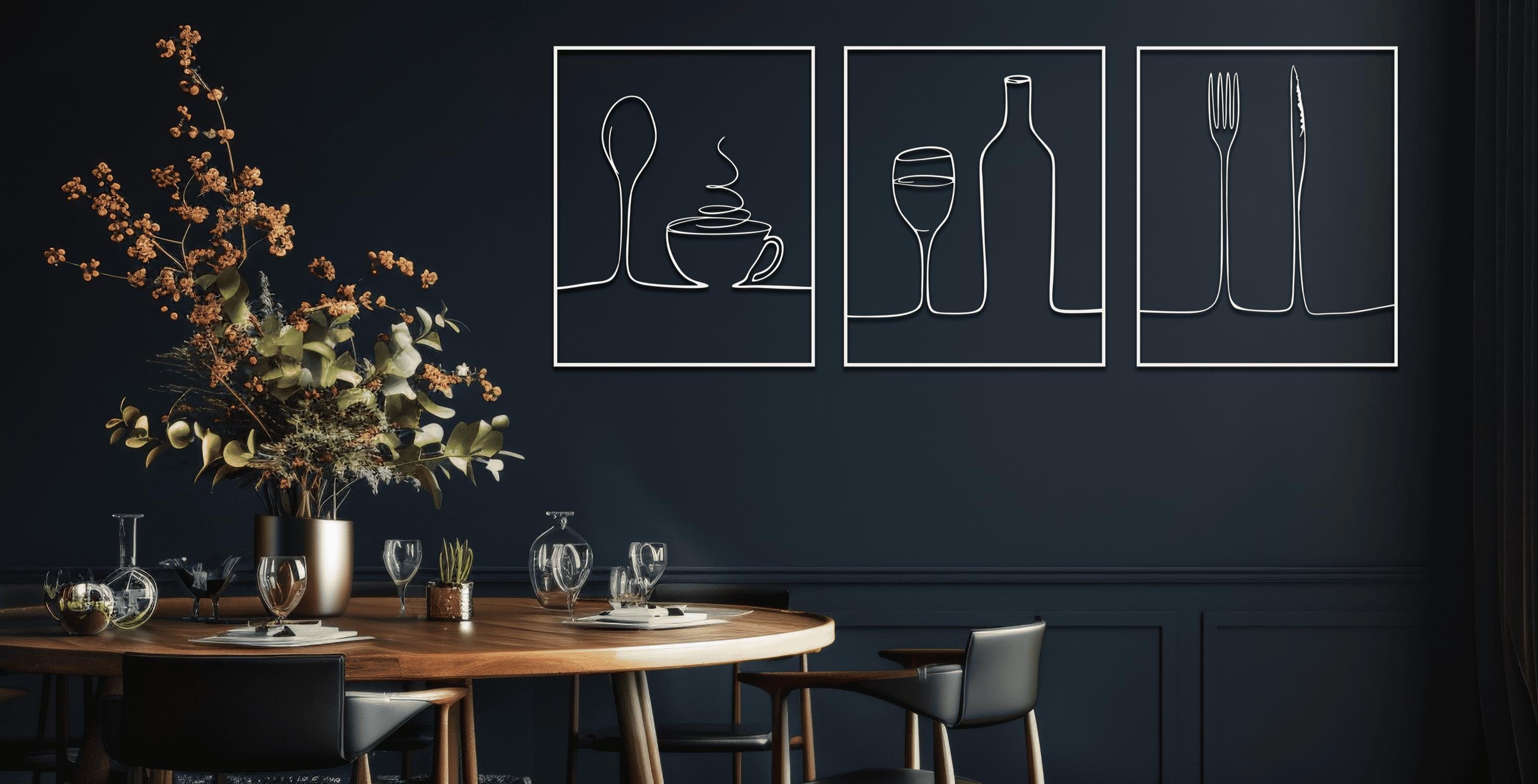 Buy Kitchen Metal Wall Art, Line Art, Kitchen, Kitchen Art