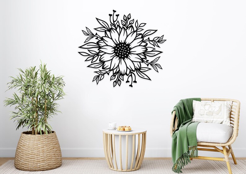 Sunflower Metal Wall Art: Floral Metal Wall Art image 4