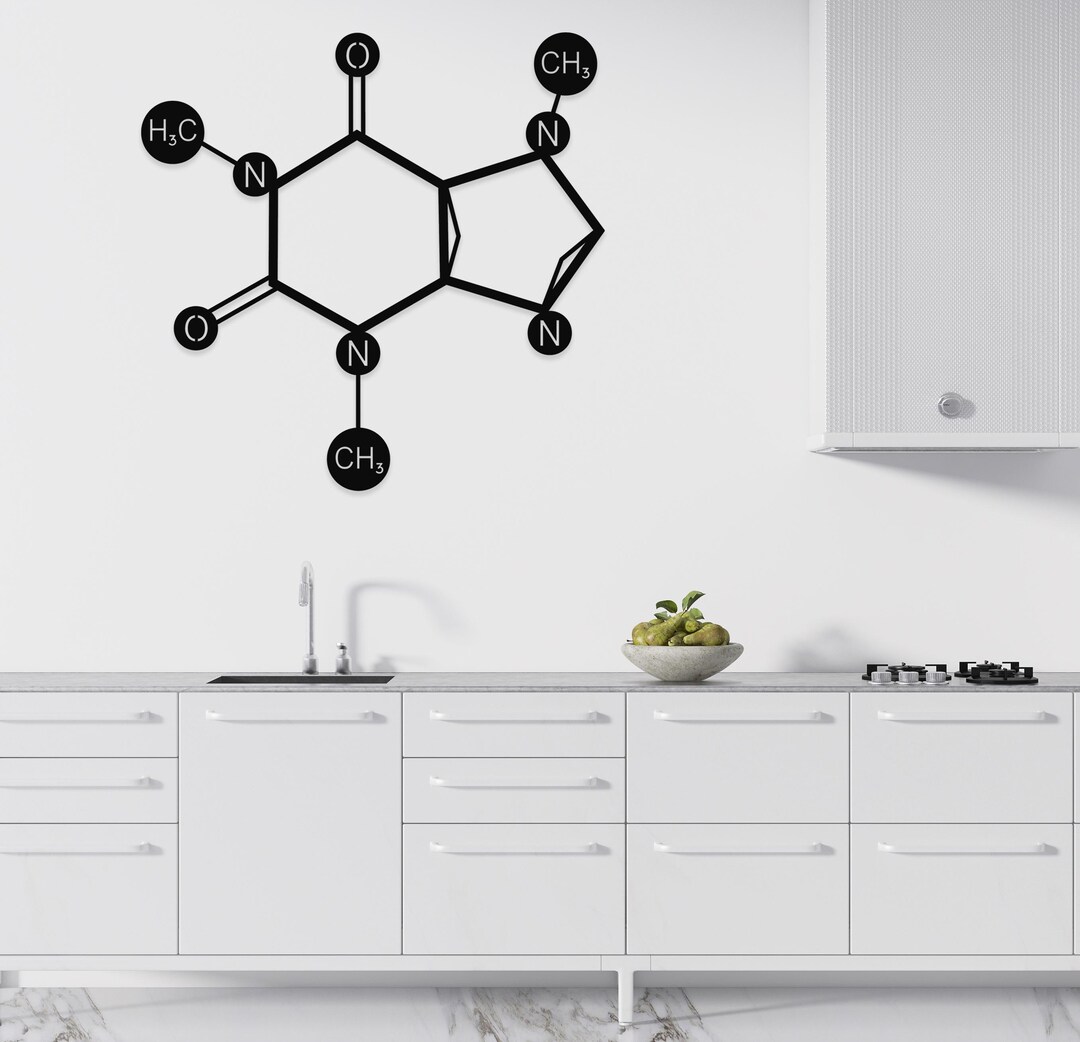 Caffeine Molecule Metal Wall Art: Coffee Bar Decor - Etsy