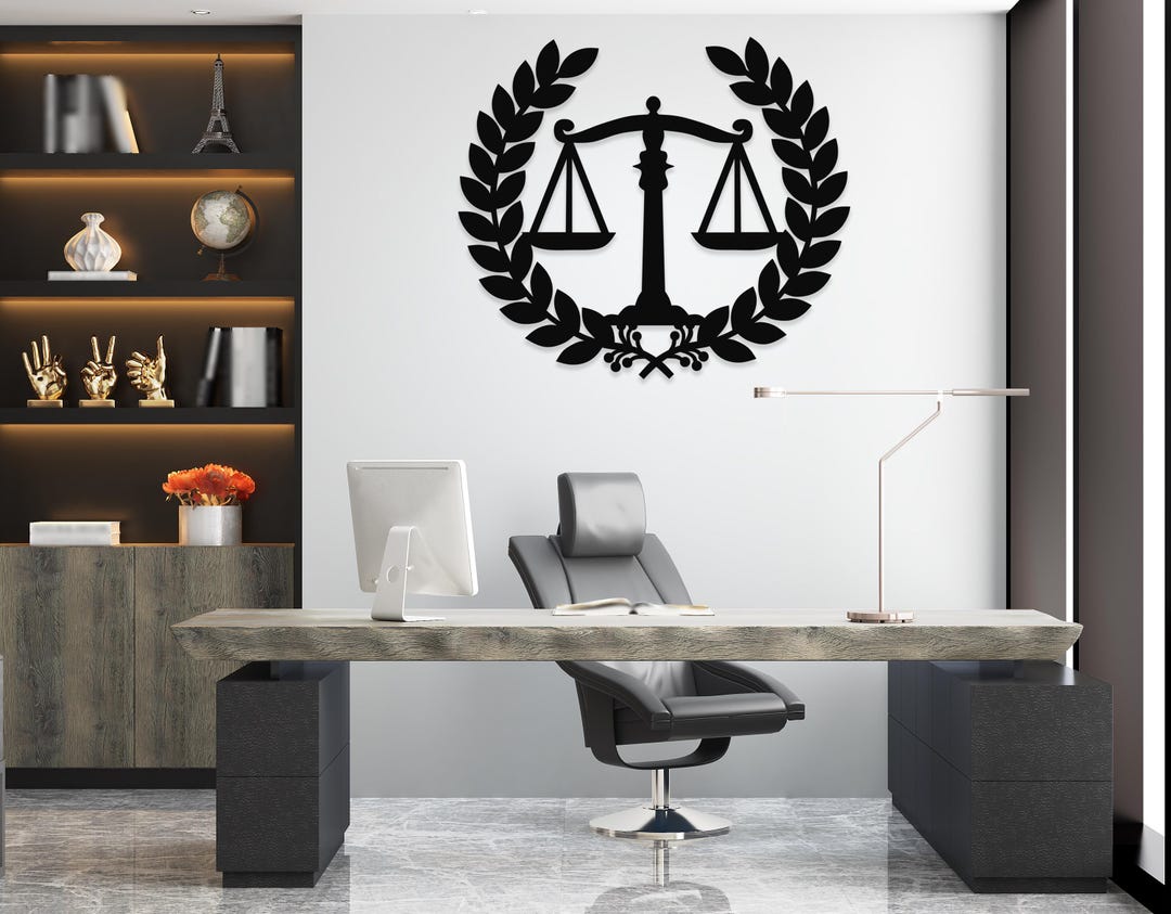 Scales of Justice Metal Art: Law Office Wall Decor, Luxury Corporate ...