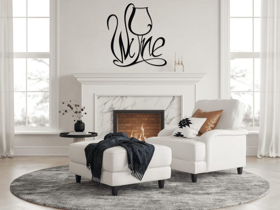 Metal Wine Wall Art: Bar Decor Sign