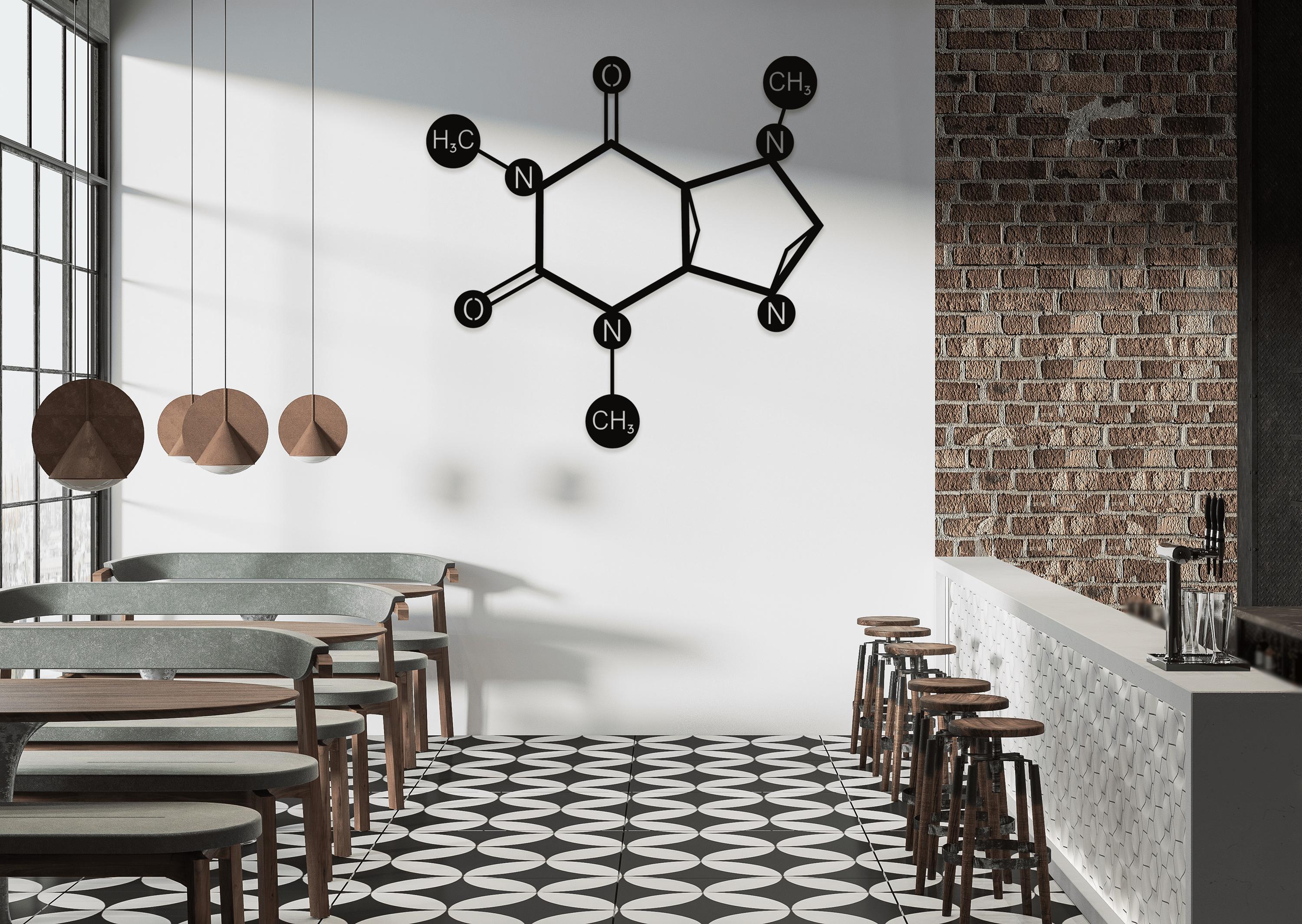Caffeine Molecule Metal Wall Art: Coffee Bar Decor - Etsy