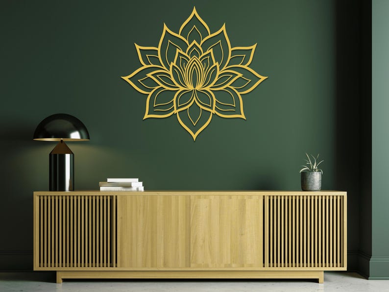 Lotus Flower Metal Wall Art: Modern Home Decor - Etsy
