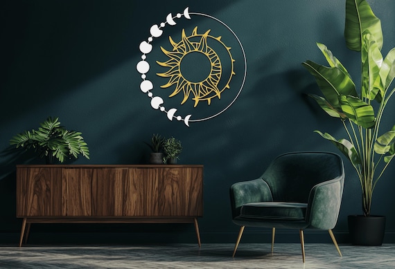Sun and Moon Metal Wall Art: Celestial Home Decor