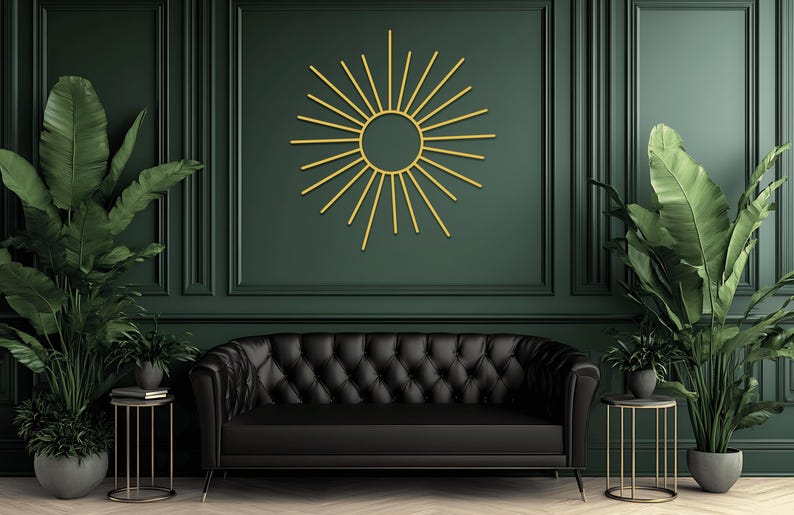 Boho Sun Metal Wall Art: Indoor Outdoor Decor Gold