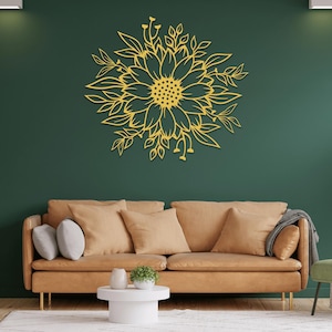 Sunflower Metal Wall Art: Floral Metal Wall Art Gold