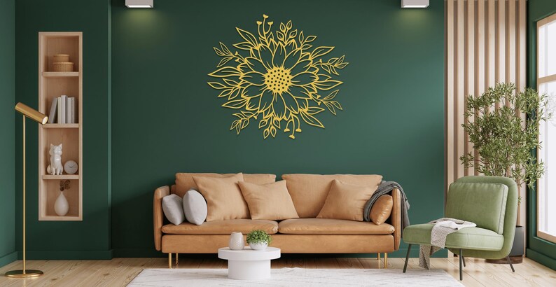 Sunflower Metal Wall Art: Floral Metal Wall Art Gold