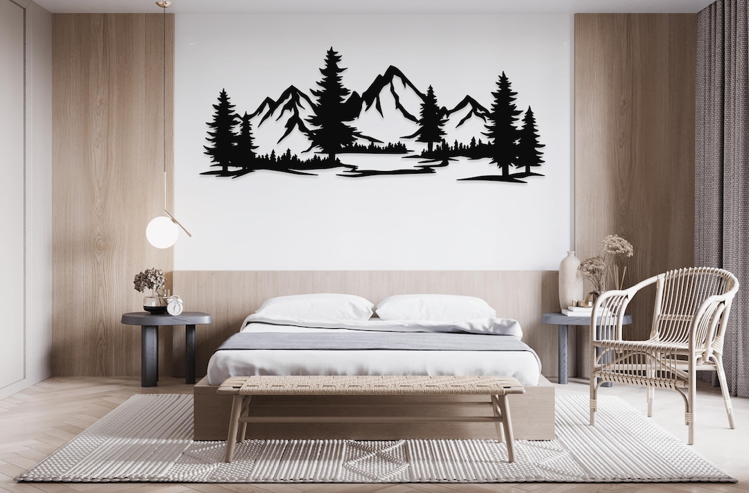 Mountain and Forest Metal Decor: Mountain Metal Wall Art, Oversized ...