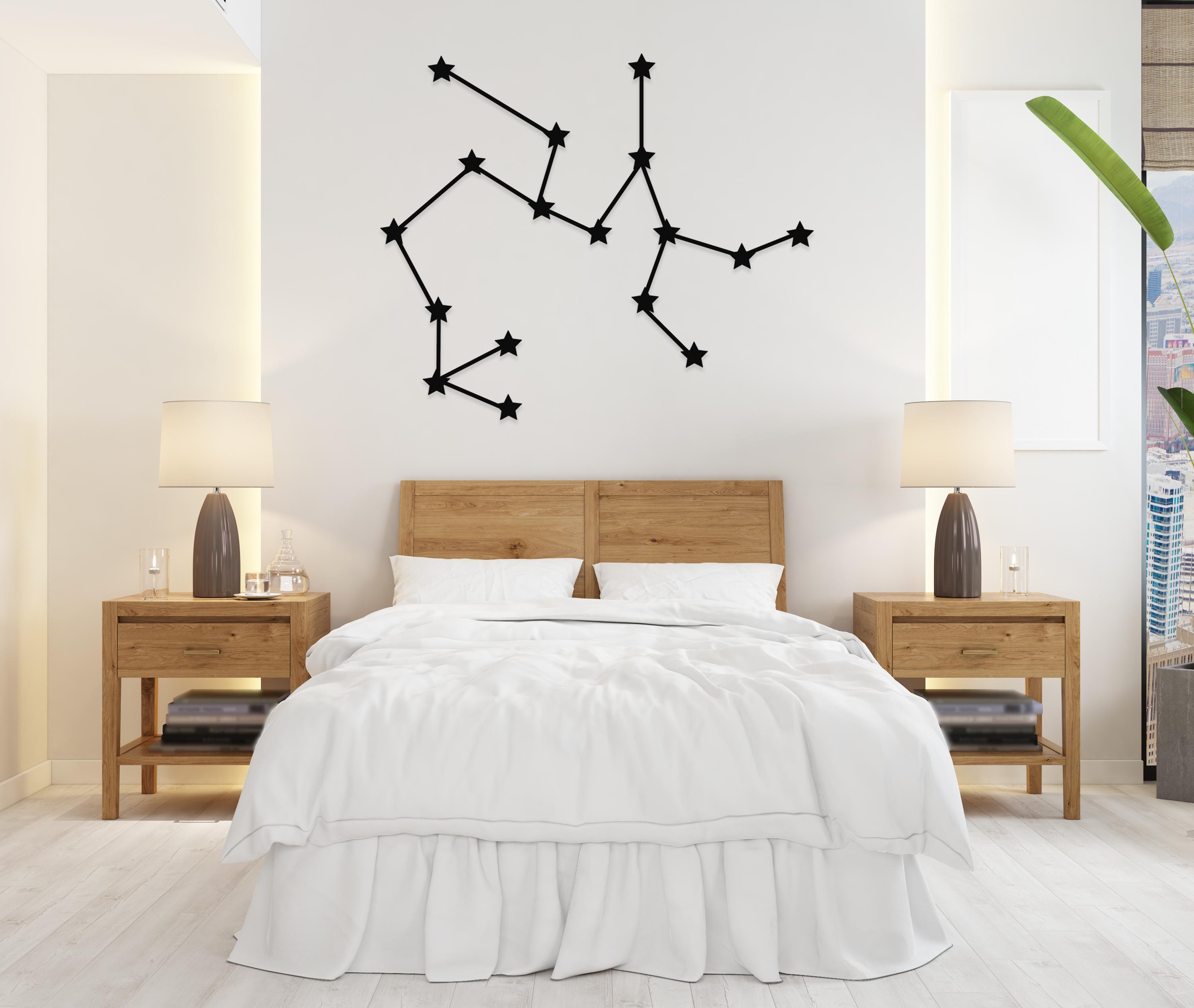Segno zodiacale in metallo in alluminio, appendiabi per porta scorpione, decorazione da parete rotonda con stelle e fiori, cartello per esterni resistente alle intemperie  15