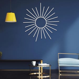 Boho Sun Metal Wall Art: Indoor Outdoor Decor White