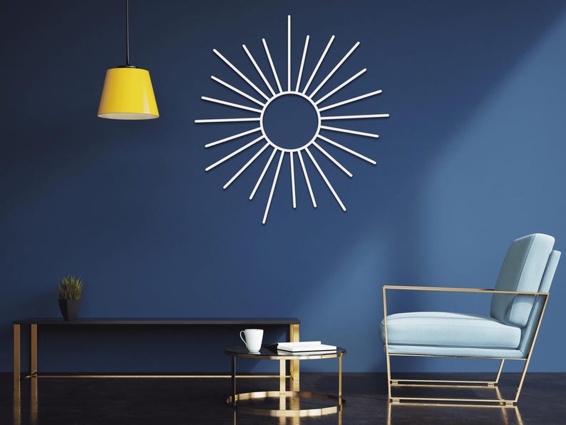 Boho Sun Metal Wall Art: Indoor Outdoor Decor White