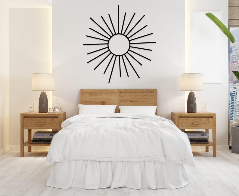 Boho Sun Metal Wall Art: Indoor Outdoor Decor Black