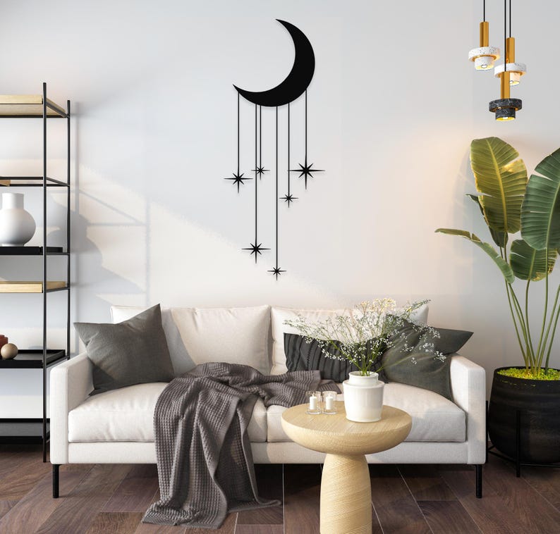 Moon and Stars Metal Wall Art: Celestial Home Decor - Etsy