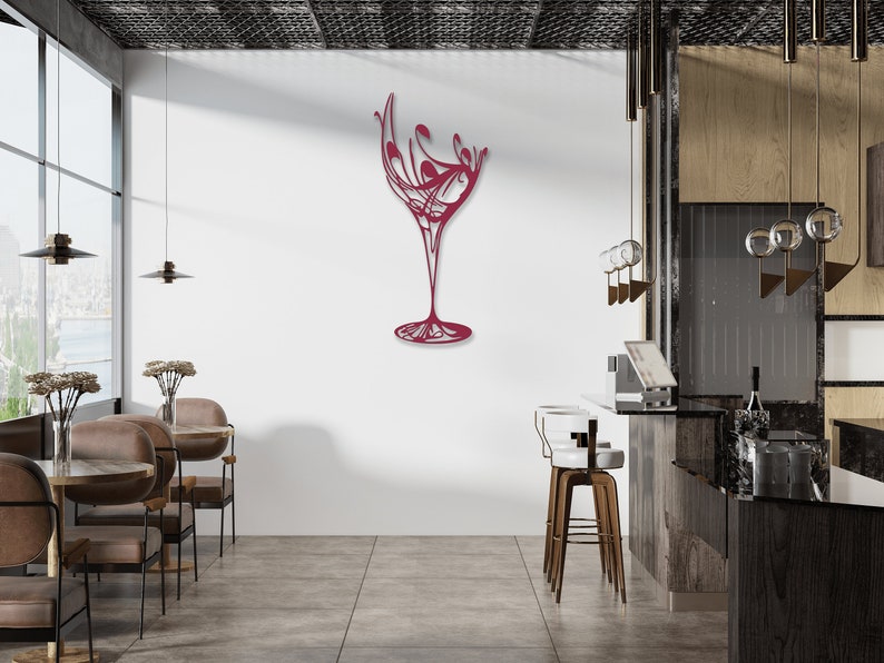 Wine Glass Metal Wall Decor, Wine, Wine Art, Wine Decor, Wine Sign, Wine Bar Sign, Wine Gifts, Bar Art, Bar Decor, Bar Cart Art, Wall Art Wine Red
