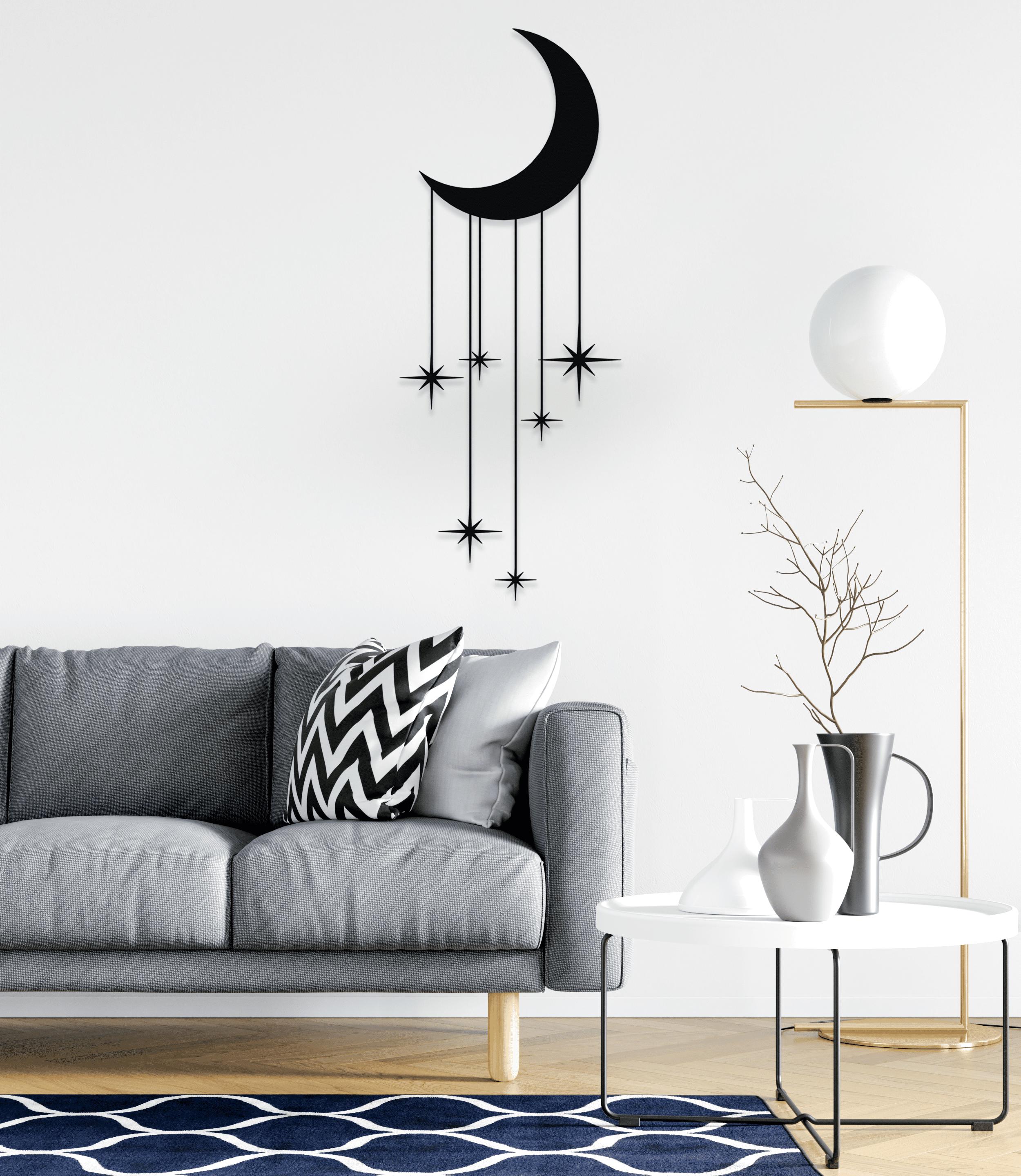 Moon and Stars Metal Wall Art: Celestial Home Decor - Etsy
