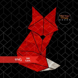 Sublimation Design Downloads, Origami Fox PNG, Clipart, T-Shirt Design, Shirt Design, Paperbag, Mug Design, Triangle