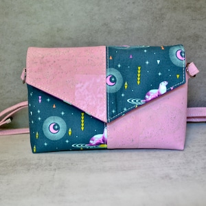 Tula Pink Crossbody Bag: Handmade Cork & Quilting Cotton Purse