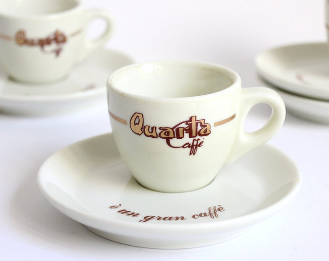 Vintage Italian Espresso Cups Quarta Caffe Bar Style Coffee Cups With