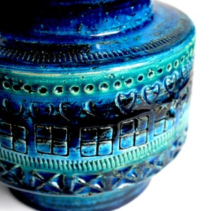 Bitossi cylindrical vase in Rimini blue glaze from the 60s, mid century Italian pottery, blue Bitossi vase, mcm Italian ceramics image 8