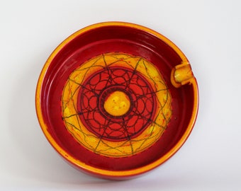 Bitossi ashtray mid century modern Italian ceramic ashtray, stunning red and orange space age dish