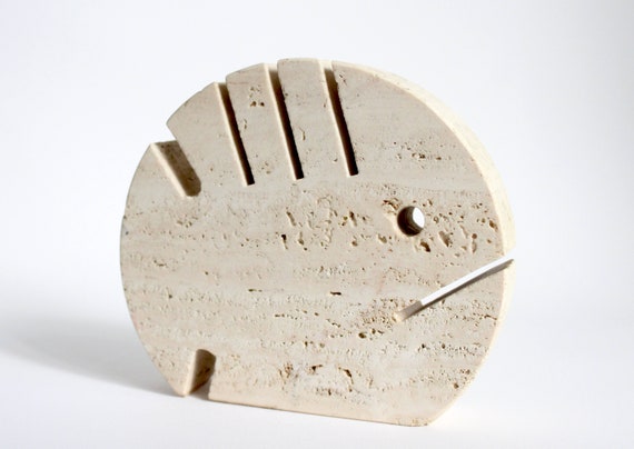 Brutalist sculpture, modern stone fish sculpture in travertine marble by Fratelli Mannelli, minimalist mid-century decor, marble decor