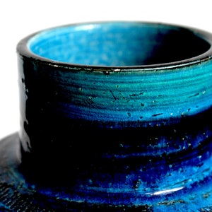 Bitossi cylindrical vase in Rimini blue glaze from the 60s, mid century Italian pottery, blue Bitossi vase, mcm Italian ceramics image 5