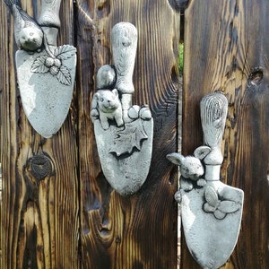 Garden figure stone figure set of 3 garden shovel house garden decoration frost-proof handmade
