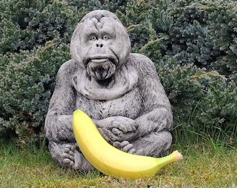 Steinfigur Schimpanse Affe Frostfest Gartenfigur Steinfiguren Steinguss