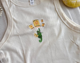 Vintage Embroidered Cropped Tank Tangled Pascal