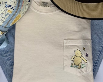 Vintage Pooh Bear Embroidered Pocket Tee