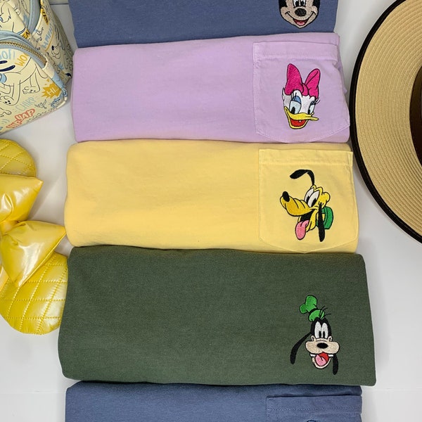 Custom Vintage Mickey & Friends Embroidered Pocket Tee