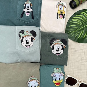 Animal Kingdom Mickey and Friends Inspired Embroidered Shirt | Disney Safari Pocket Tee | Disney Vacation Shirt Adults, Youth, Toddlers
