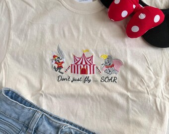 Vintage Dumbo "Don't just fly... Soar" Embroidered Shirt - Adults, Youth, Toddlers