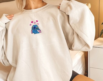lil Stitch Embroidered Sweatshirt | Lilo & Stitch Crewneck