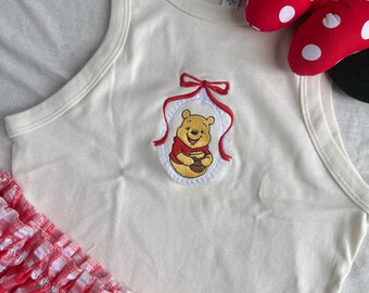 Vintage Winnie the Pooh Embroidered Cropped Tank