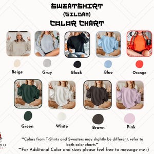 Puede incluir: Carta de colores para sudaderas de la marca Gildan. La carta muestra 10 colores diferentes: beige, gris, negro, azul, naranja, verde, blanco, marr&oacute;n y rosa. Cada color est&aacute; representado por una foto de una persona que lleva una sudadera de ese color.