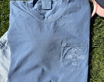Vintage Embroidered Line Art Mickey Pocket Tee