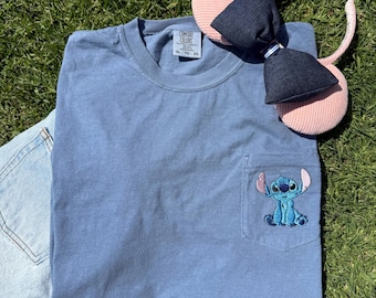 Vintage Stitch Embroidered Pocket Tee