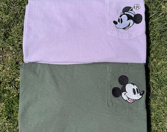 Retro Mickey & Minnie Embroidered Pocket Tee